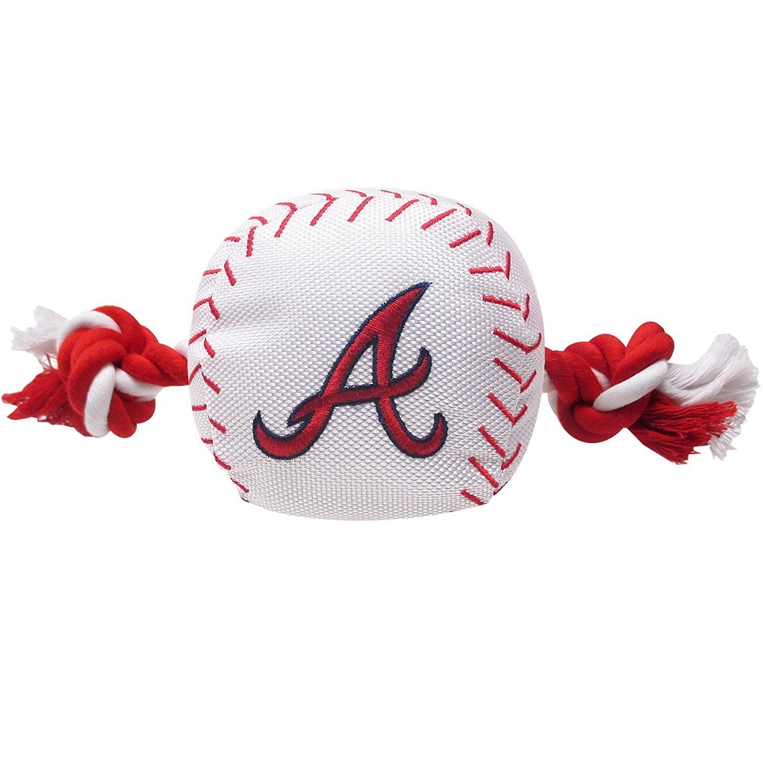 Pets First MLB Atlanta Braves Nylon Baseball Rope Tug Toy, MLB Licensed, Heavy Duty and Durable Toy