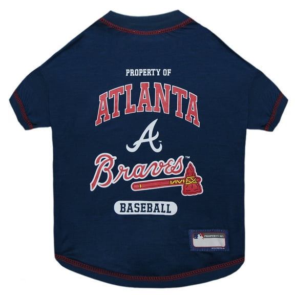 Pets First MLB Atlanta Braves Tee Shirt for Dogs & Cats. Officially Licensed - Medium
