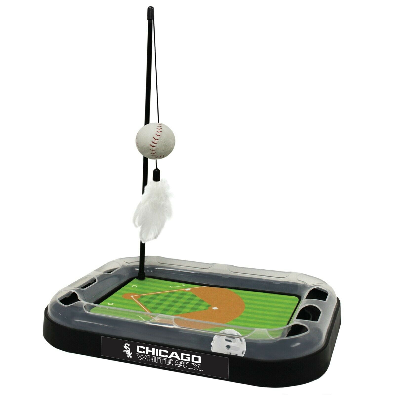MLB Chicago White Sox CAT Scratcher Mat Toy with Catnip Plush & Feather Cat Toy 5-in-1 Kitty Toy