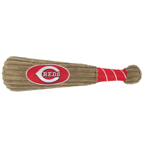 Pets First MLB Cincinnati Reds BAT TOY for DOGS & CATS. 29 MLB Teams available. - Plush PET TOY with inner SQUEAKER. Officially Licensed Baseball BAT.