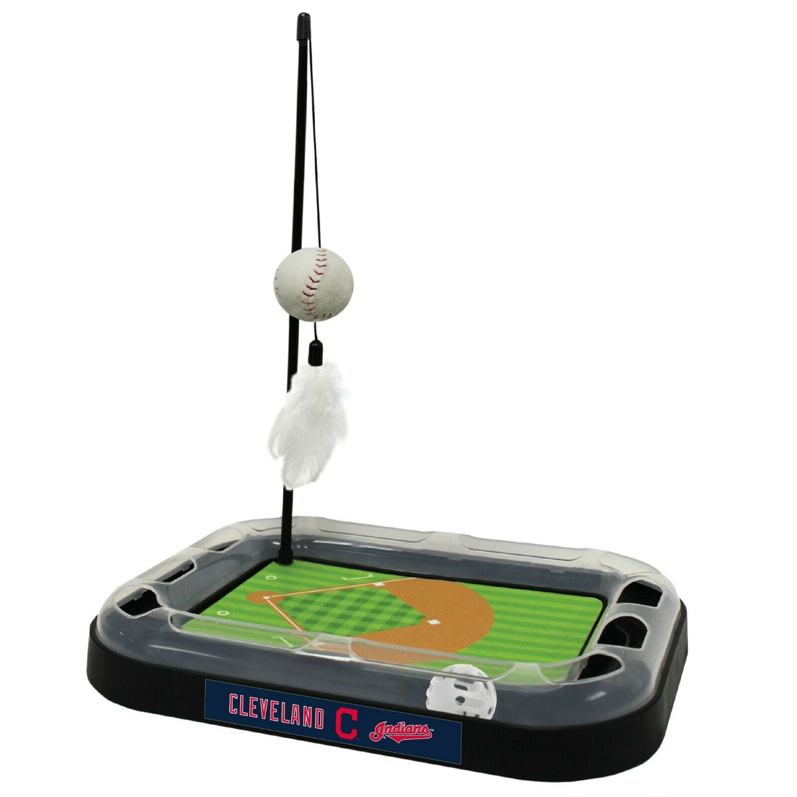 MLB Cleveland Indians CAT Scratcher Mat Toy with Catnip Plush & Feather Cat Toy 5-in-1 Kitty Toy