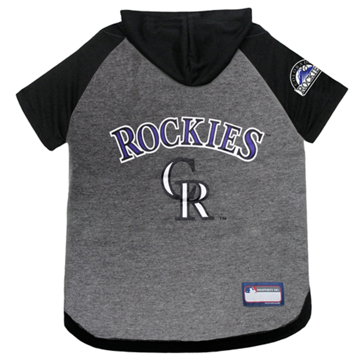 Pets First MLB Colorado Rockies Hoodie Tee Shirt for Dogs and Cats, Warm and Comfort - Small