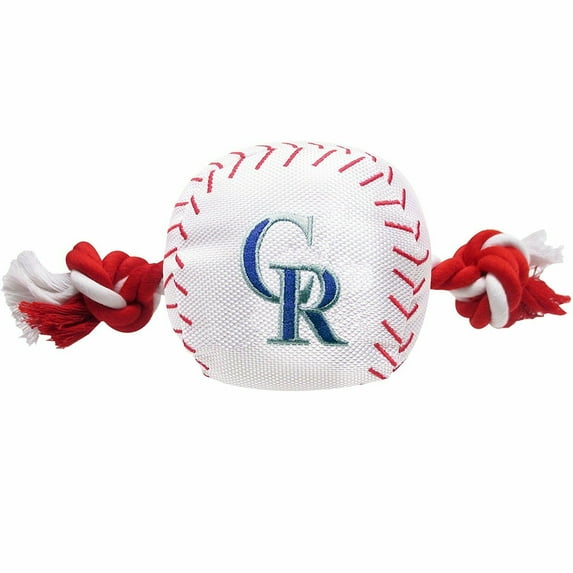 Pets First MLB Colorado Rockies Nylon Baseball Rope Tug Toy, MLB Licensed, Heavy Duty and Durable Toy