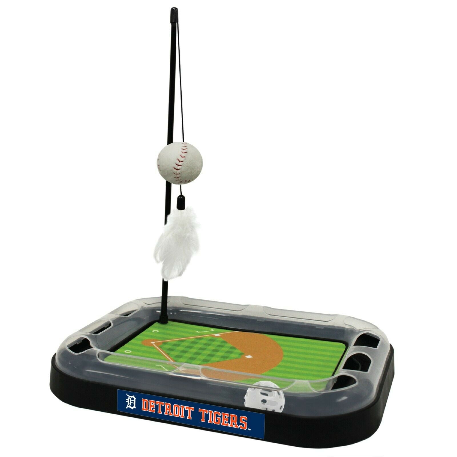 MLB Detroit Tigers CAT Scratcher Mat Toy with Catnip Plush & Feather Cat Toy 5-in-1 Kitty Toy