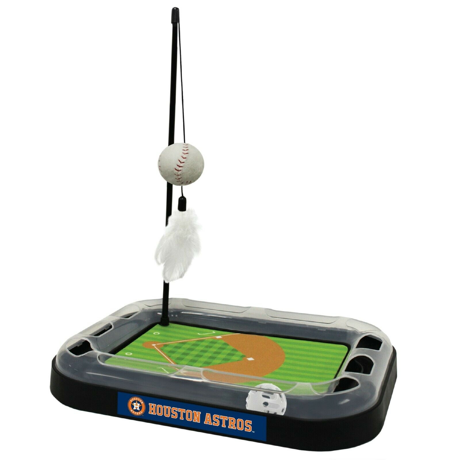 MLB Houston Astros CAT Scratcher Mat Toy with Catnip Plush & Feather Cat Toy 5-in-1 Kitty Toy