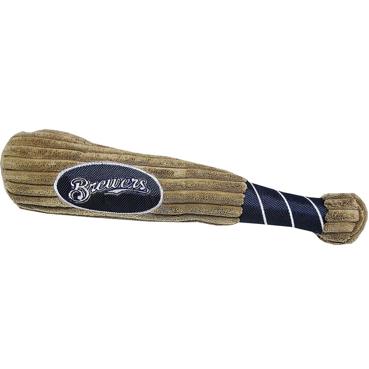 Pets First MLB Milwaukee Brewers BAT TOY for DOGS & CATS. 29 MLB Teams available. - Plush PET TOY with inner SQUEAKER. Officially Licensed Baseball BAT.