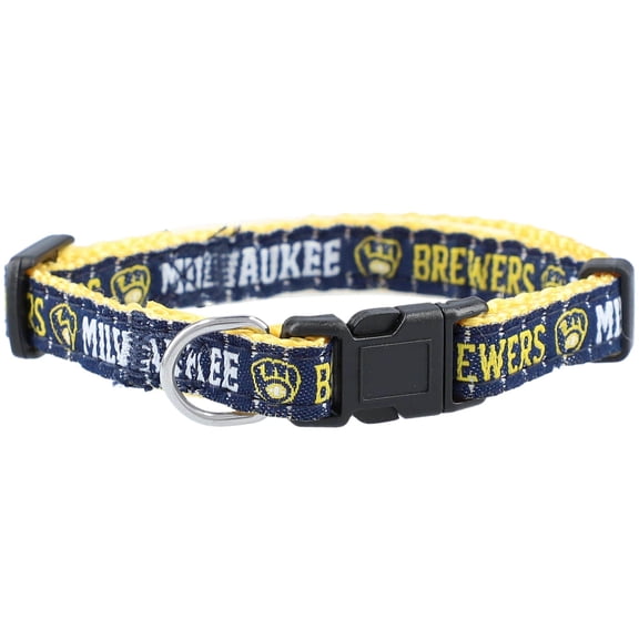 Pets First MLB Milwaukee Brewers Dogs and Cats Collar - Heavy-Duty, Durable & Adjustable - Medium
