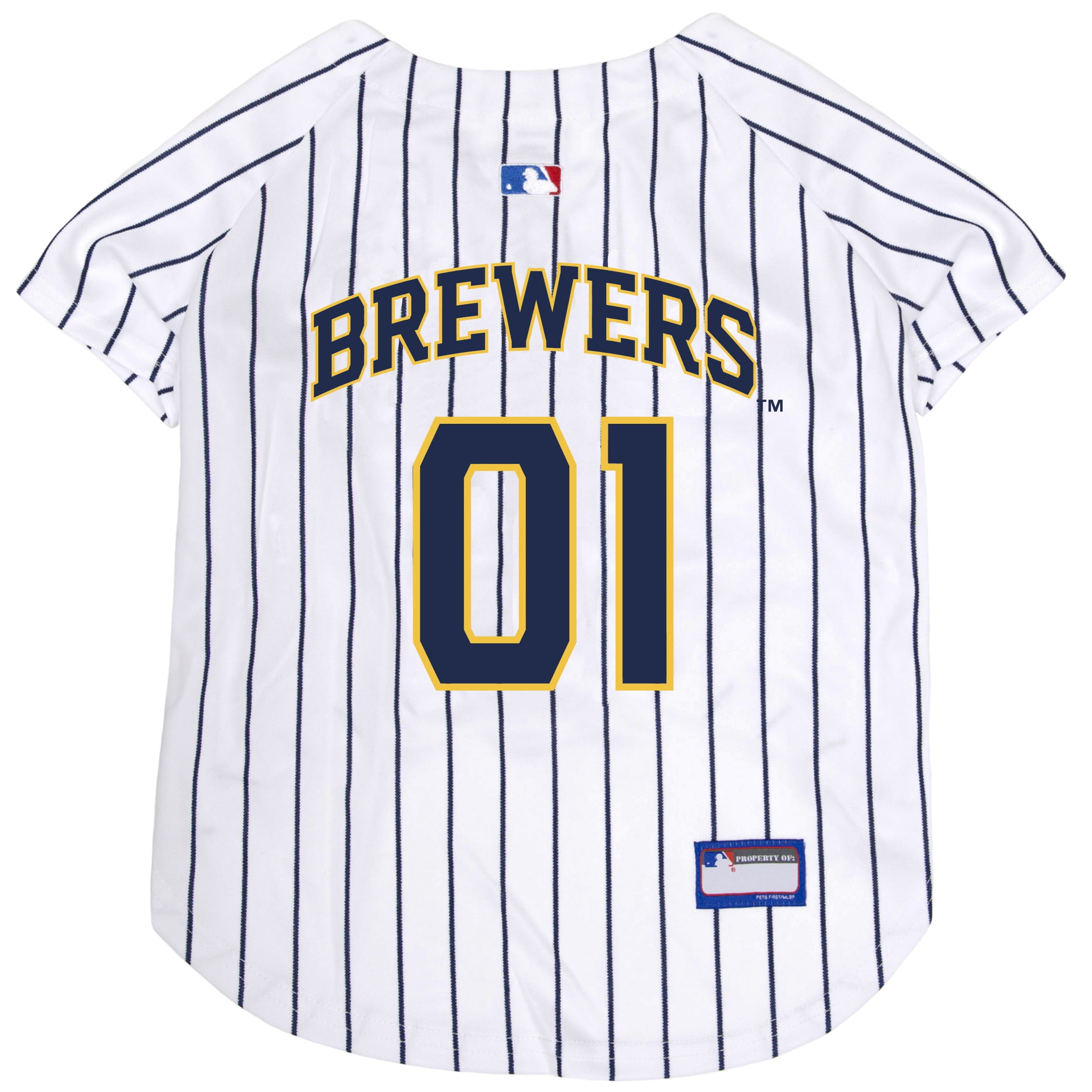 Pets First MLB Milwaukee Brewers Mesh Jersey for Dogs and Cats - Licensed Soft Poly-Cotton Sports Jersey - Extra Small