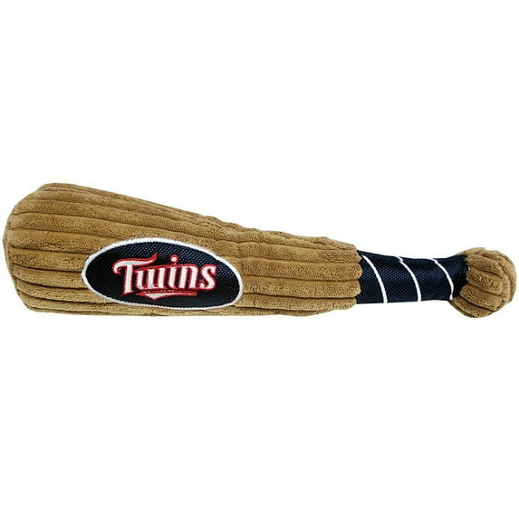 Pets First MLB Minnesota Twins BAT TOY for DOGS & CATS. 29 MLB Teams available. - Plush PET TOY with inner SQUEAKER. Officially Licensed Baseball BAT.