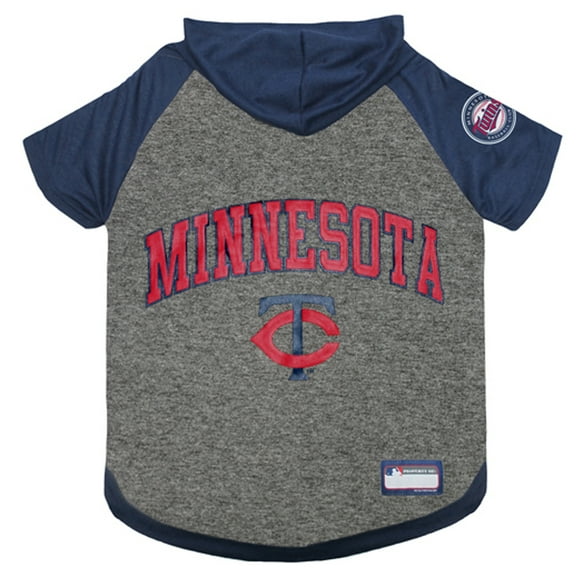 Pets First MLB Minnesota Twins Hoodie Tee Shirt for Dogs and Cats, Warm and Comfort - Large