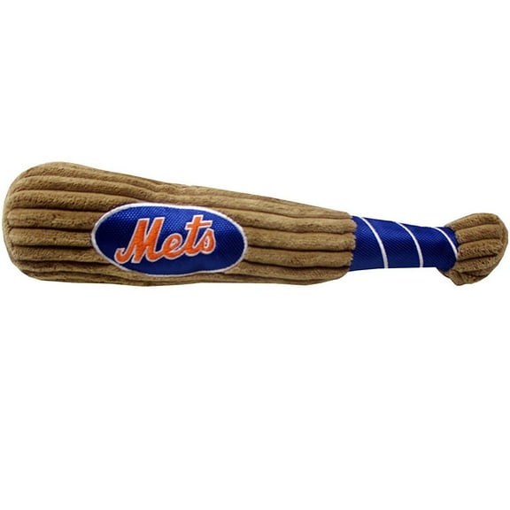Pets First MLB New York Mets BAT TOY for DOGS & CATS. 29 MLB Teams available. - Plush PET TOY with inner SQUEAKER. Officially Licensed Baseball BAT.
