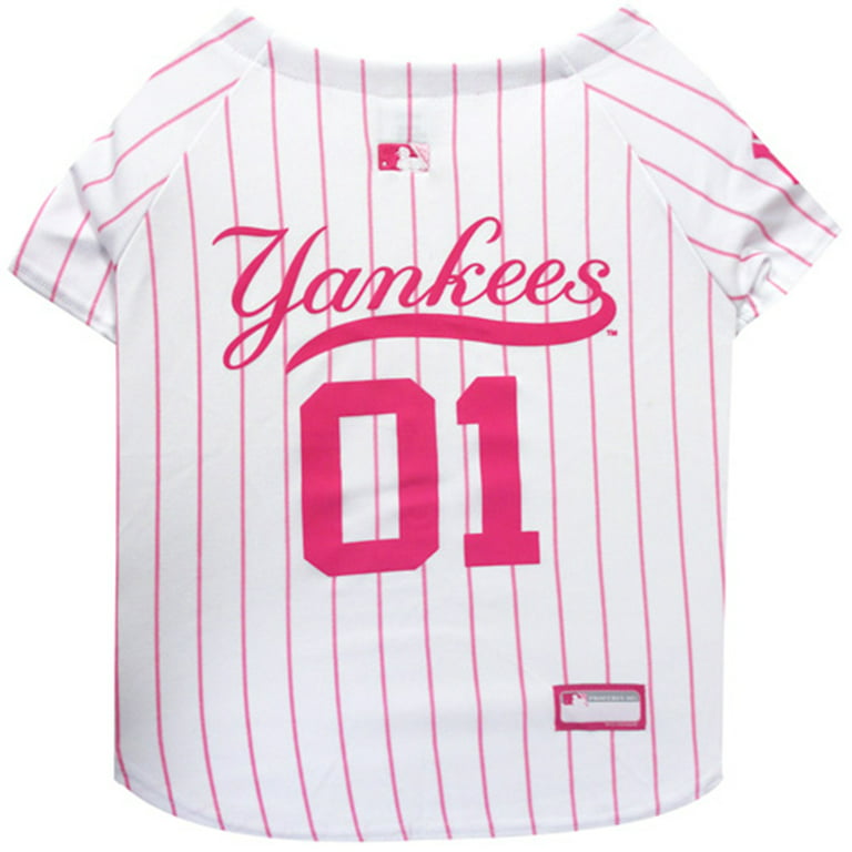 Pets First MLB New York Yankees Baseball Pink Jersey - Licensed MLB Jersey  - Medium 