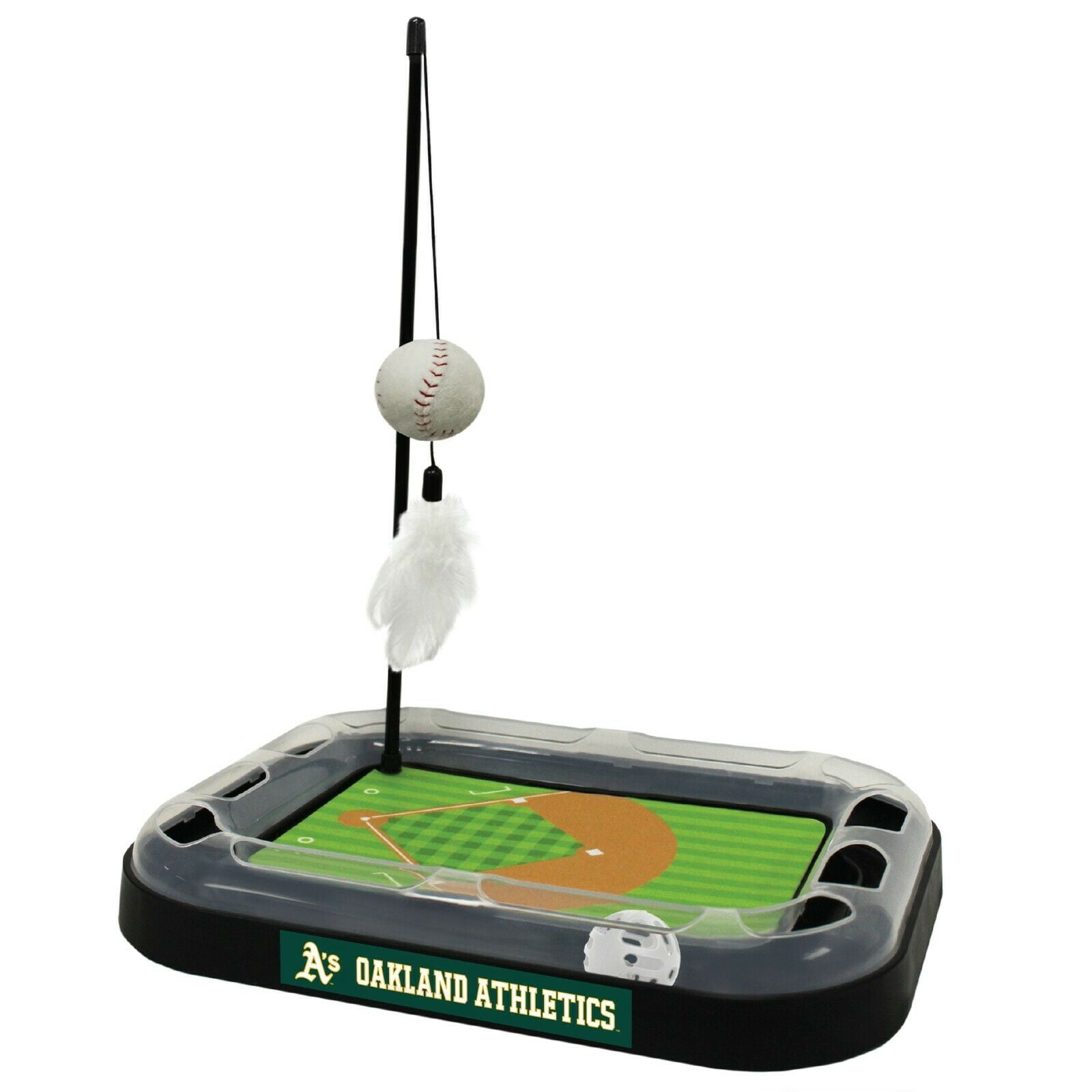 MLB Oakland Athletics CAT Scratcher Mat Toy with Catnip Plush & Feather Cat Toy 5-in-1 Kitty Toy