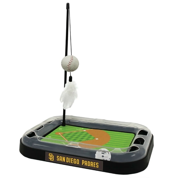 MLB San Diego Padres CAT Scratcher Mat Toy with Catnip Plush & Feather Cat Toy 5-in-1 Kitty Toy
