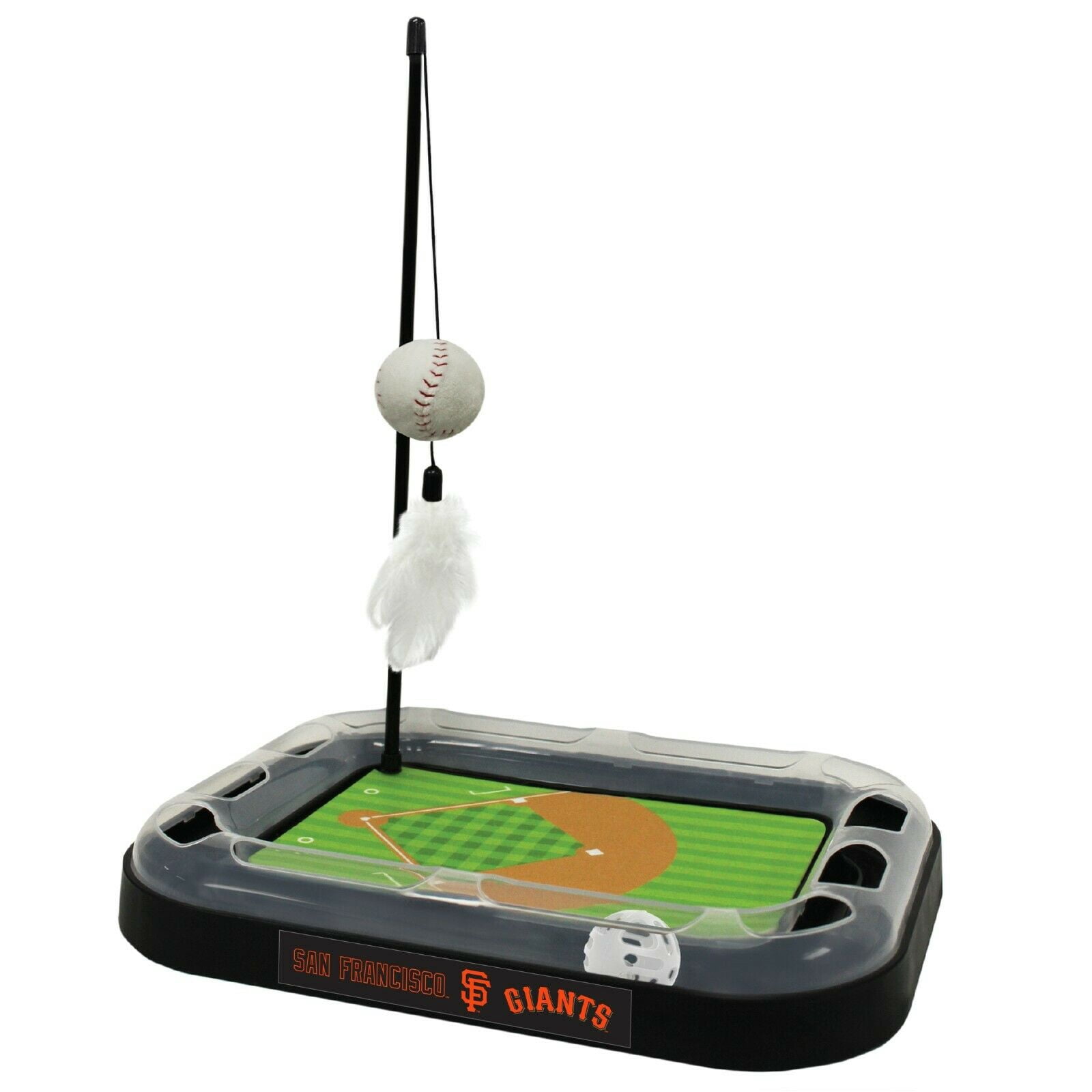 MLB San Francisco Giants CAT Scratcher Mat Toy with Catnip Plush & Feather Cat Toy 5-in-1 Kitty Toy