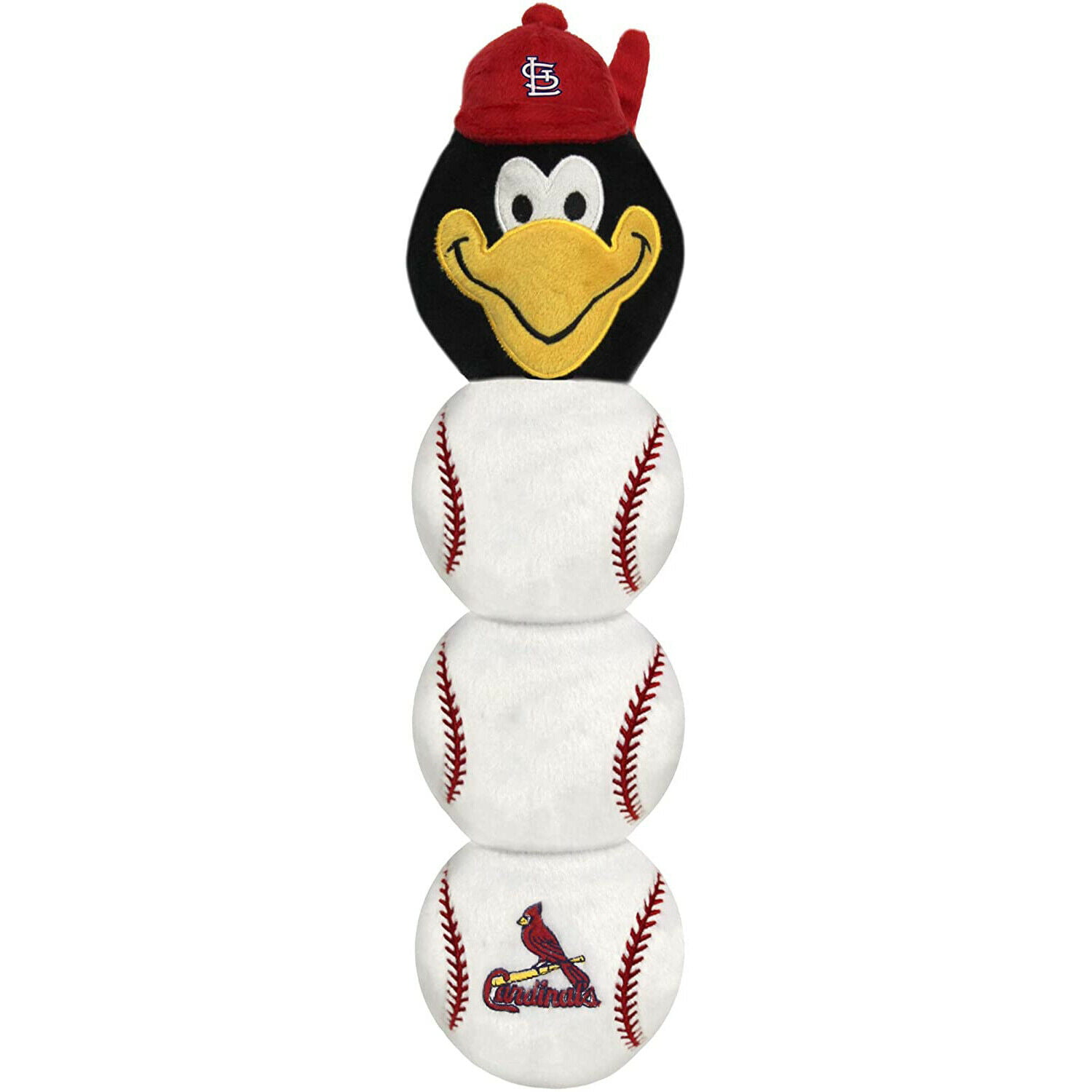 Pets First NCAA Louisville Cardinals - Cardinal Bird Mascot Toy for Pets.  Plush Dog Toy with 5 Inner SQUEAKERS. 21 Long Dog Toy, One Size, UL-3226