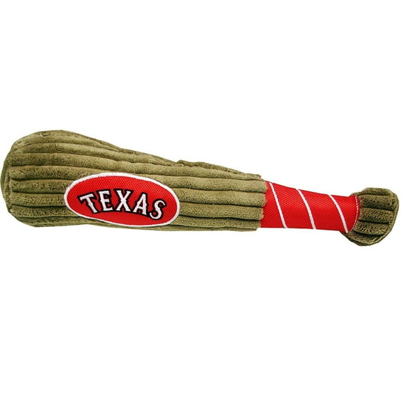 Pets First MLB Texas Rangers BAT TOY for DOGS & CATS. 29 MLB Teams available. - Plush PET TOY with inner SQUEAKER. Officially Licensed Baseball BAT.