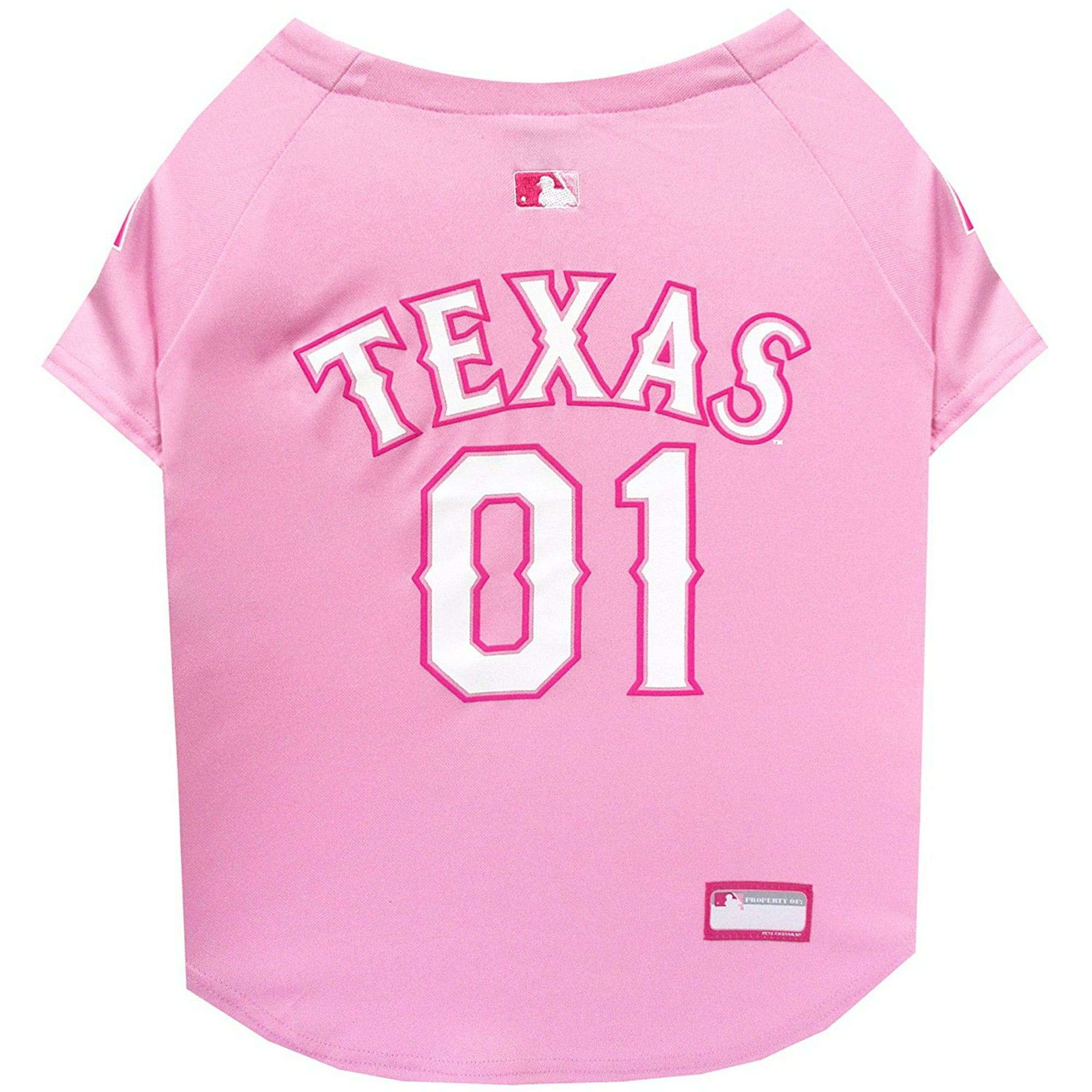 Pets First MLB Texas Rangers Baseball Pink Jersey - Licensed MLB Jersey -  Medium 