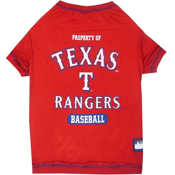 Pets First MLB Texas Rangers Tee Shirt for Dogs & Cats. Officially Licensed - Small