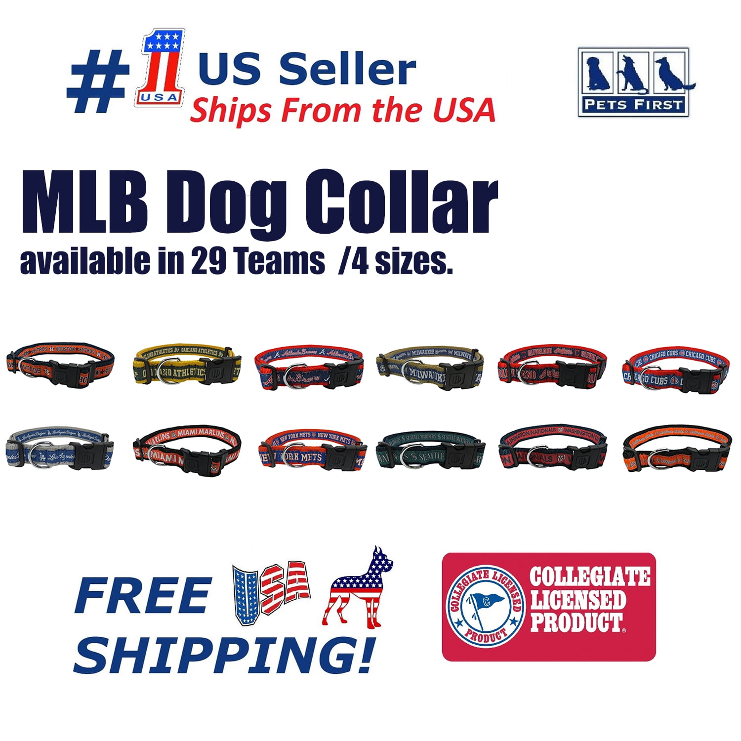 Pets First MLB Toronto Blue Jays Dogs and Cats Collar - Heavy-Duty, Durable & Adjustable - Large