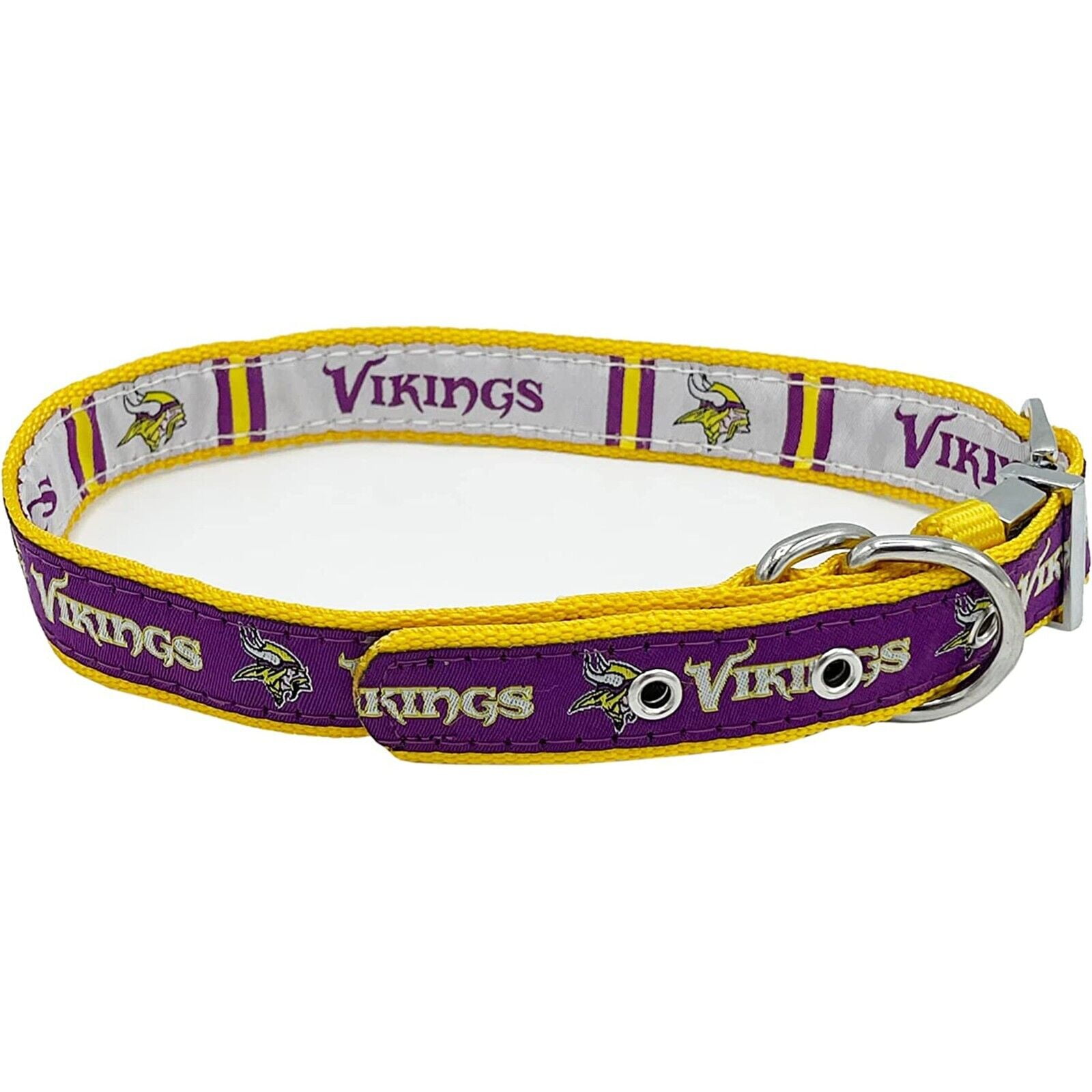 Pets First Minnesota Vikings Reversible Collar Reversible NFL Dog Collar Premium Two-Sided Pet Collar with NFL Logo, Medium
