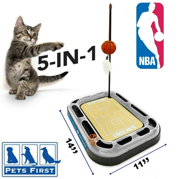 Pets First NBA 76ers CAT Scratcher Toy with Catnip Plush & Feather Cat Toy 5-in-1 Kitty Toy