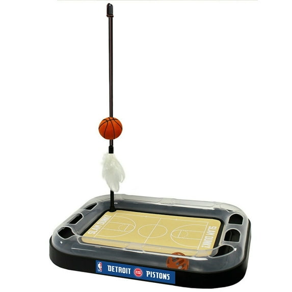 Pets First NBA Detroit Pistons CAT Scratcher Toy with Catnip Plush & Feather Cat Toy 5-in-1 Kitty Toy
