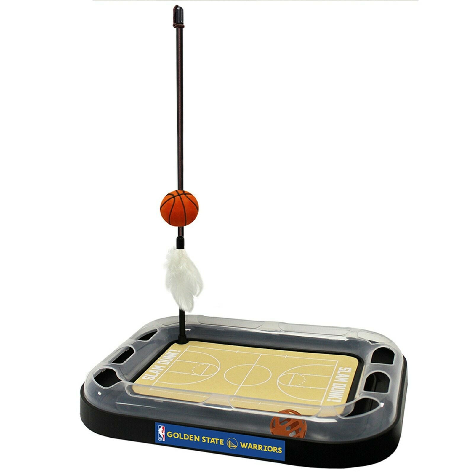 NBA Golden State Warriors CAT Scratcher Toy with Catnip Plush & Feather Cat Toy 5-in-1 Kitty Toy