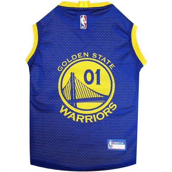 Pets First NBA Golden State Warriors Mesh Basketball Jersey for DOGS & CATS - Licensed, Comfy Mesh, 21 Basketball Teams / 5 sizes
