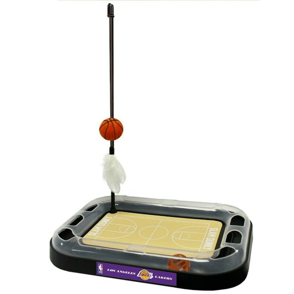 Pets First NBA La Lakers CAT Scratcher Toy with Catnip Plush & Feather Cat Toy 5-in-1 Kitty Toy