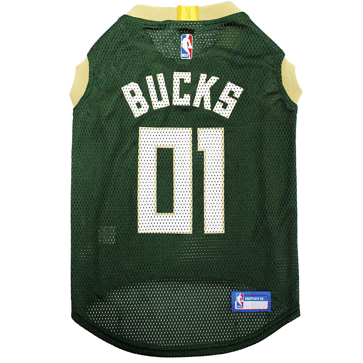 Pets First NBA Milwaukee Bucks Mesh Basketball Jersey for DOGS & CATS - Licensed, Comfy Mesh, 21 Basketball Teams / 5 sizes