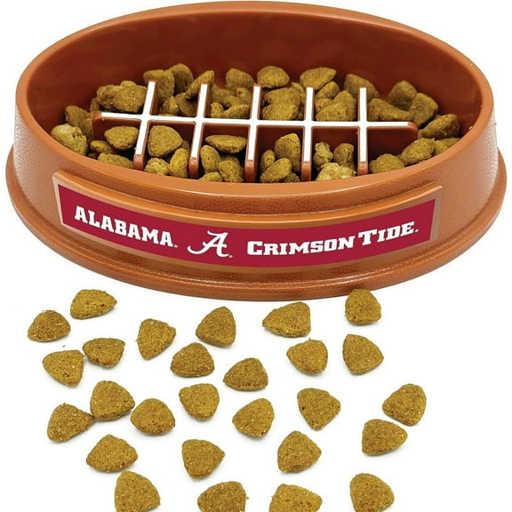 Pets First NCAA Alabama Crimson Tide Super-Bowl Slow Feeder Bowl for Dogs and Cats with Non-Slip Mat