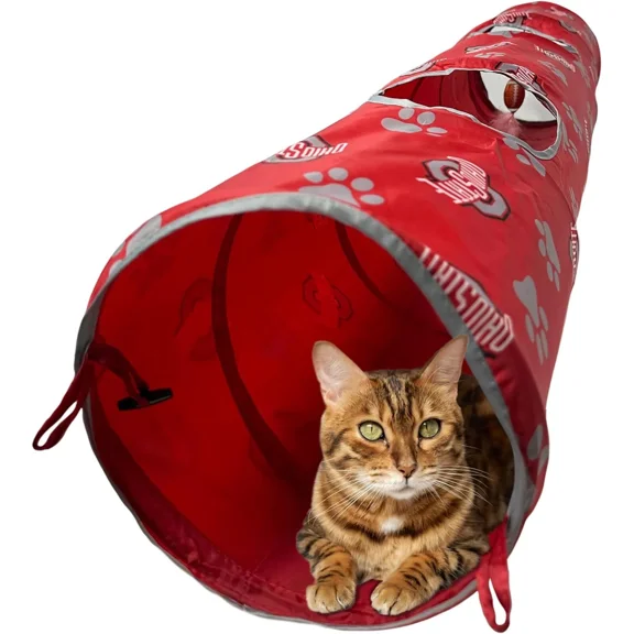 Pets First NCAA Cat Tunnel Tube Toy with Plush Football Catnip & Feather