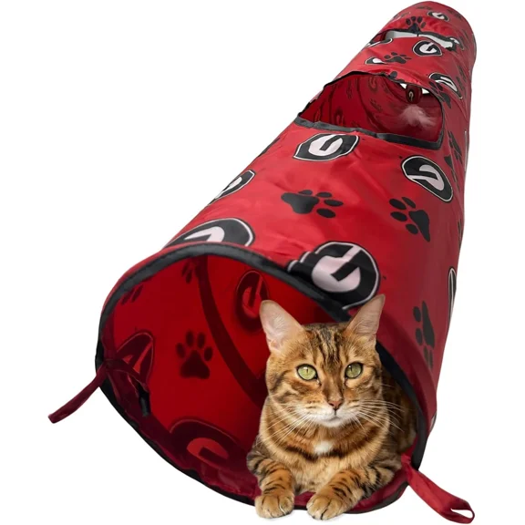 Pets First NCAA Cat Tunnel Tube Toy with Plush Football Catnip & Feather