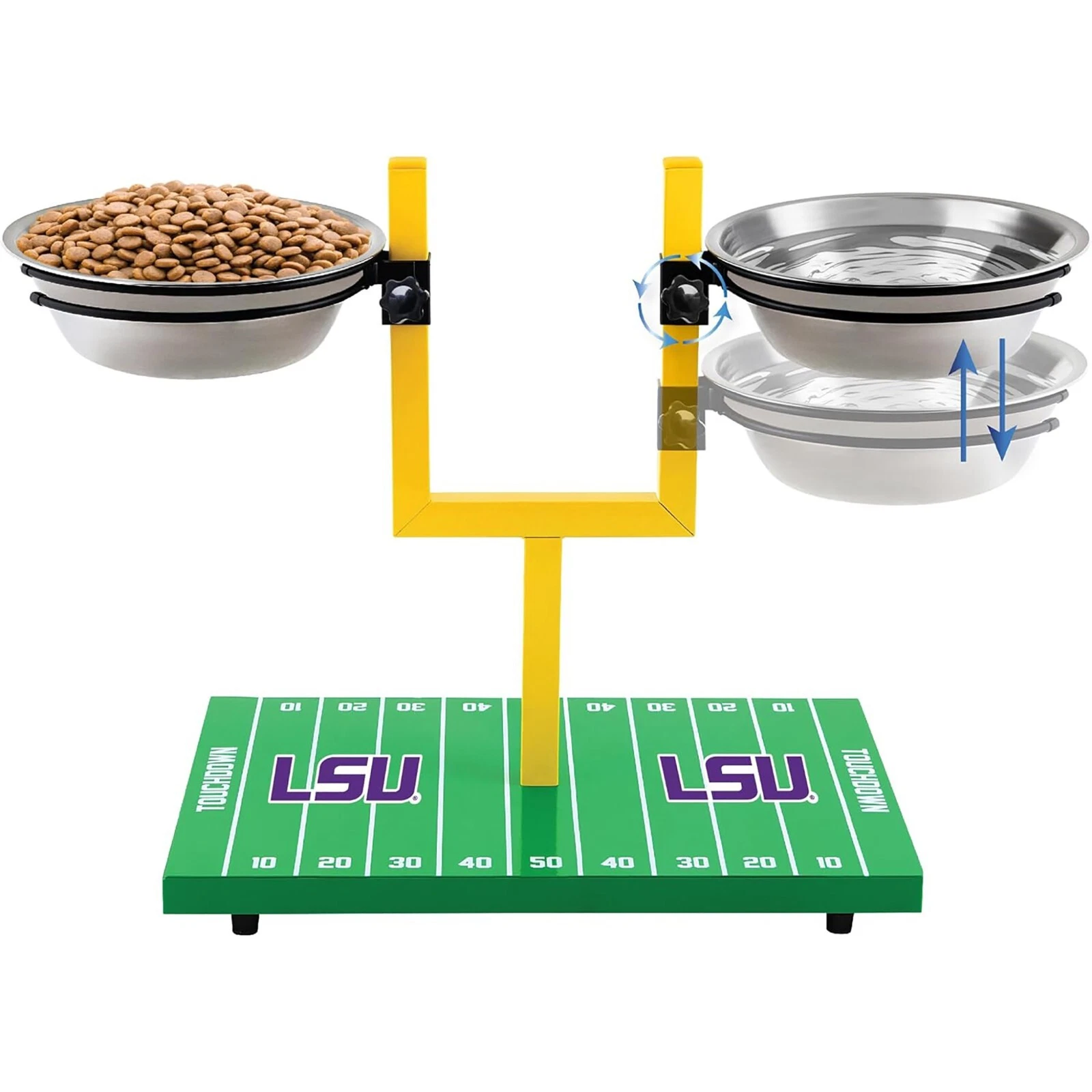 Pets First NCAA Football Goalpost Elevated Dog Feeder Stainless Steel Bowl