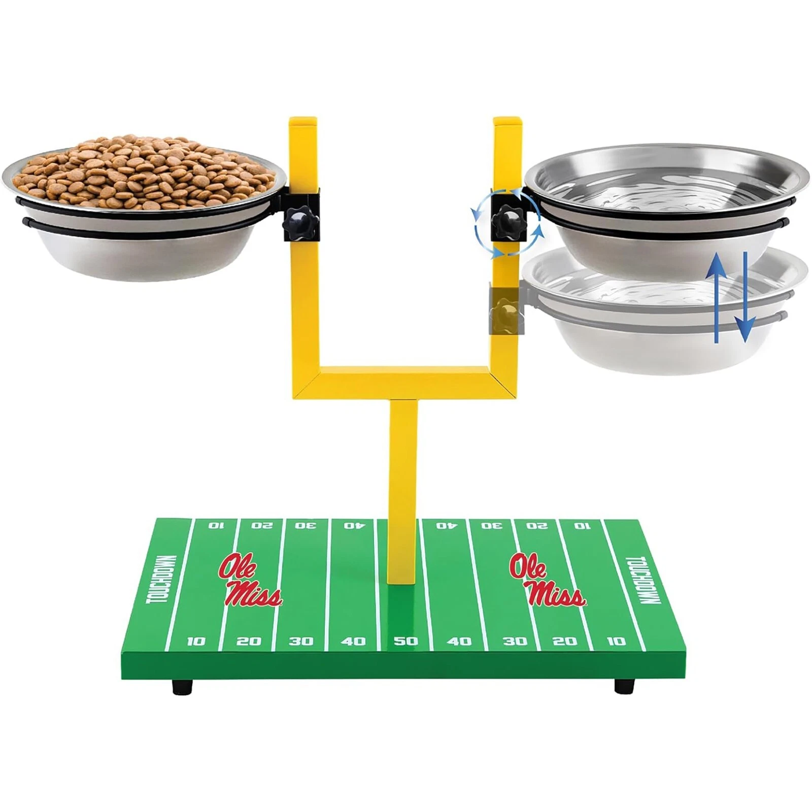 Pets First NCAA Football Goalpost Elevated Dog Feeder Stainless Steel Bowl