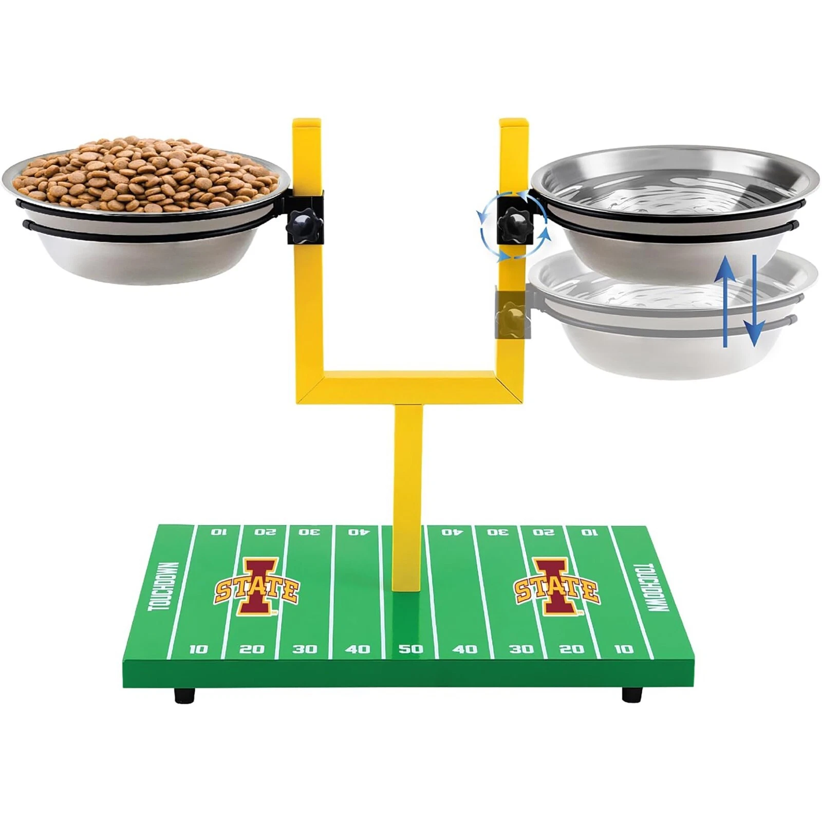 Pets First NCAA Football Goalpost Elevated Dog Feeder Stainless Steel Bowl