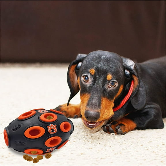 Pets First NCAA Football Treat Dispensing Toy for Dogs and Cats, Rubber Ball Toy