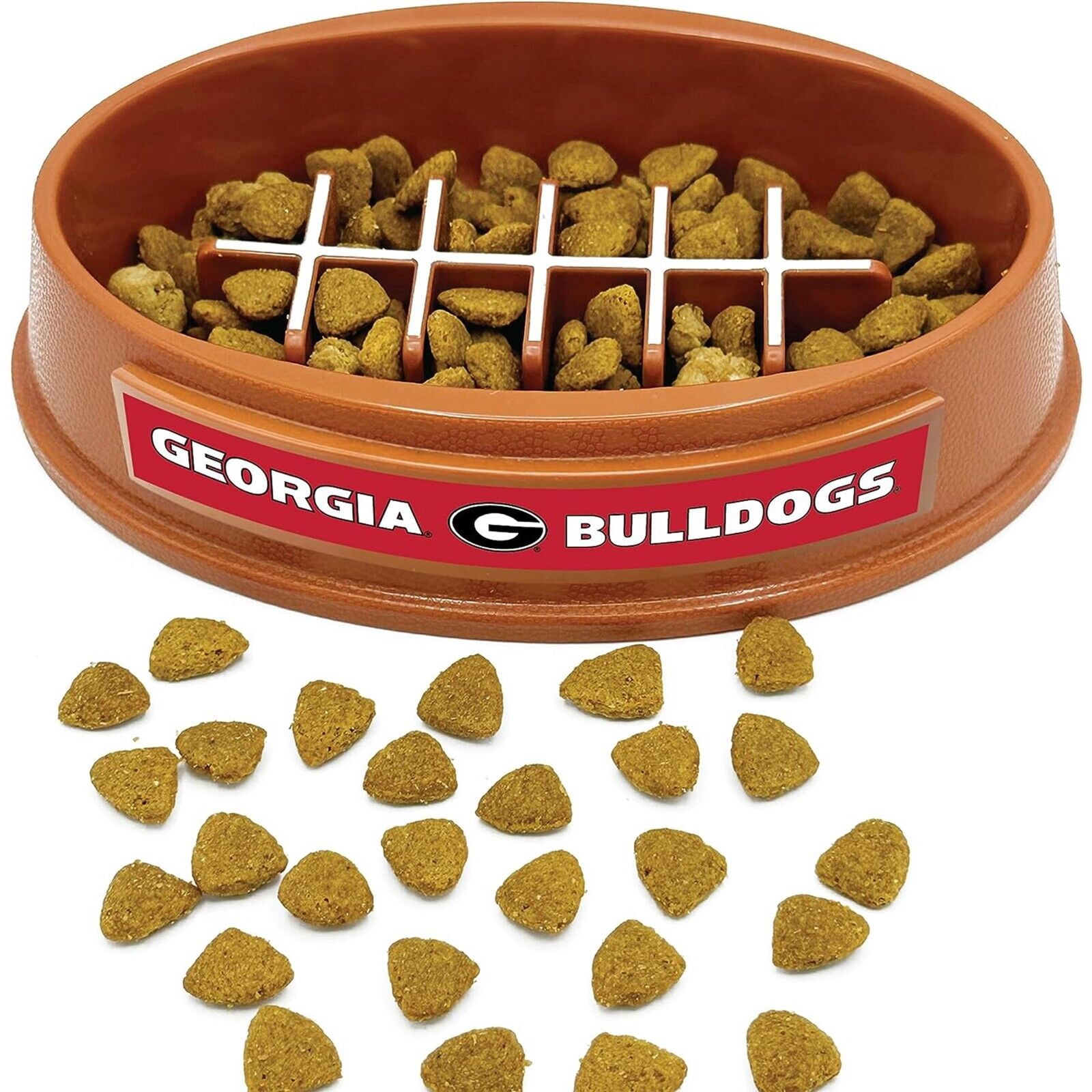 Pets First NCAA Georgia Bulldogs Super-Bowl Slow Feeder Bowl for Dogs and Cats with Non-Slip Mat