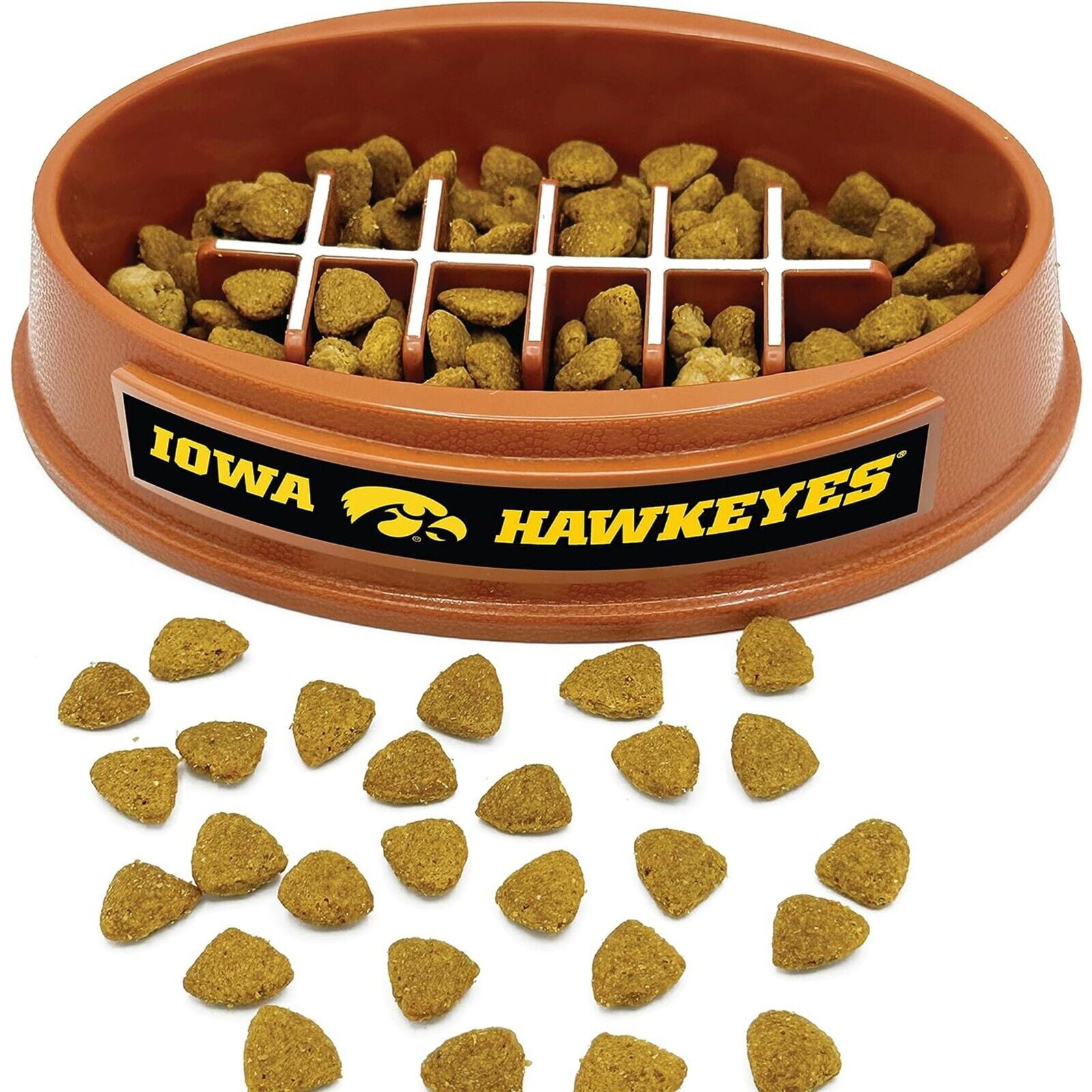 Pets First NCAA Iowa Hawkeyes Super-Bowl Slow Feeder Bowl for Dogs and Cats with Non-Slip Mat
