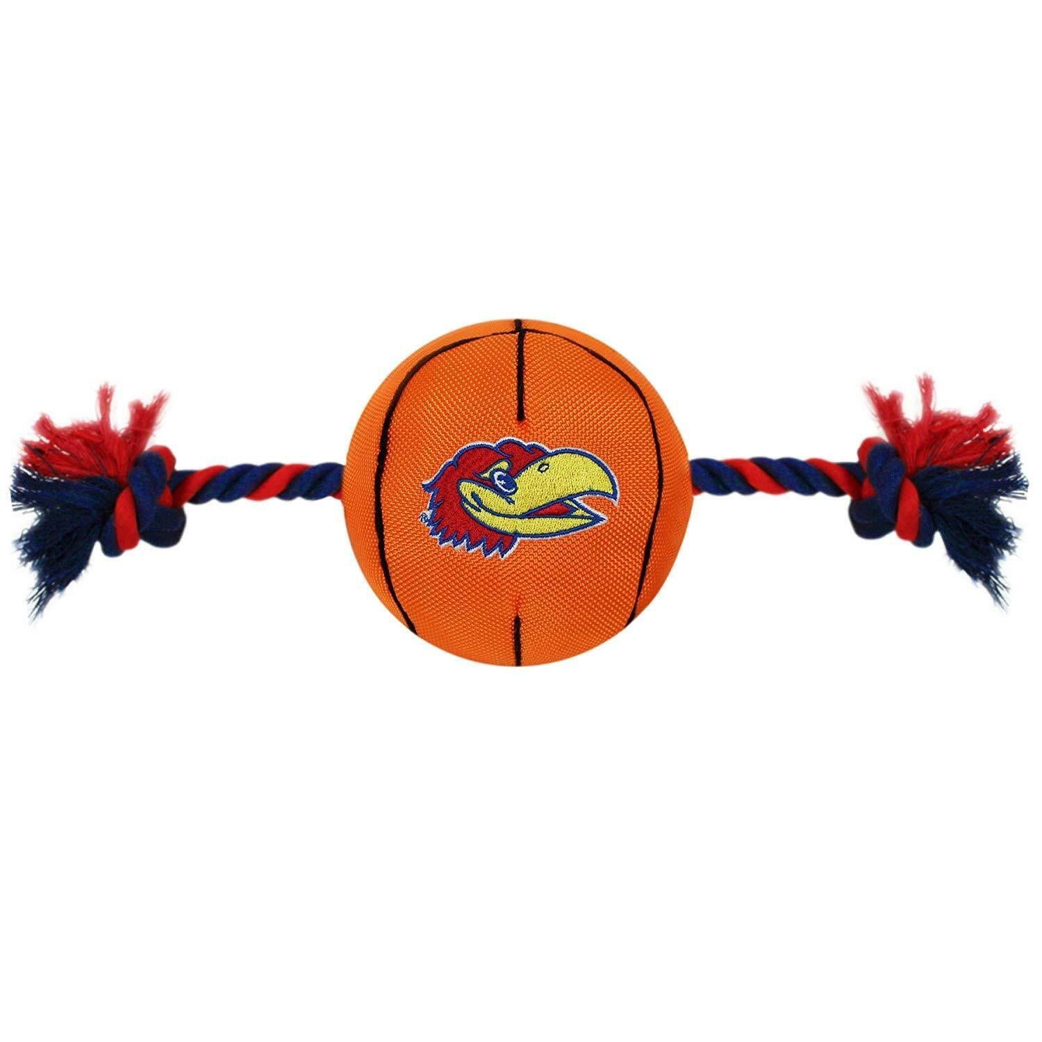 Pets First Collegiate Kansas Nylon Basketball Rope Toy-Licensed