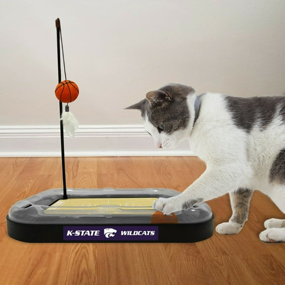 Pets First NCAA Kansas State Wildcats Cat Scratcher Mat Toy with Catnip Plush & Feather Cat Toy 5-in-1 Kitty Toy