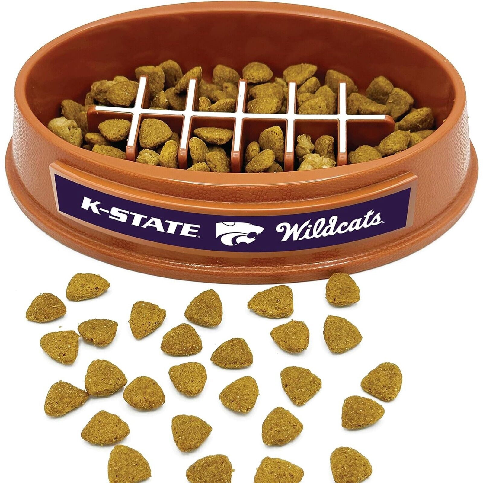 Pets First NCAA Kansas State Wildcats Super-Bowl Slow Feeder Bowl for Dogs and Cats with Non-Slip Mat