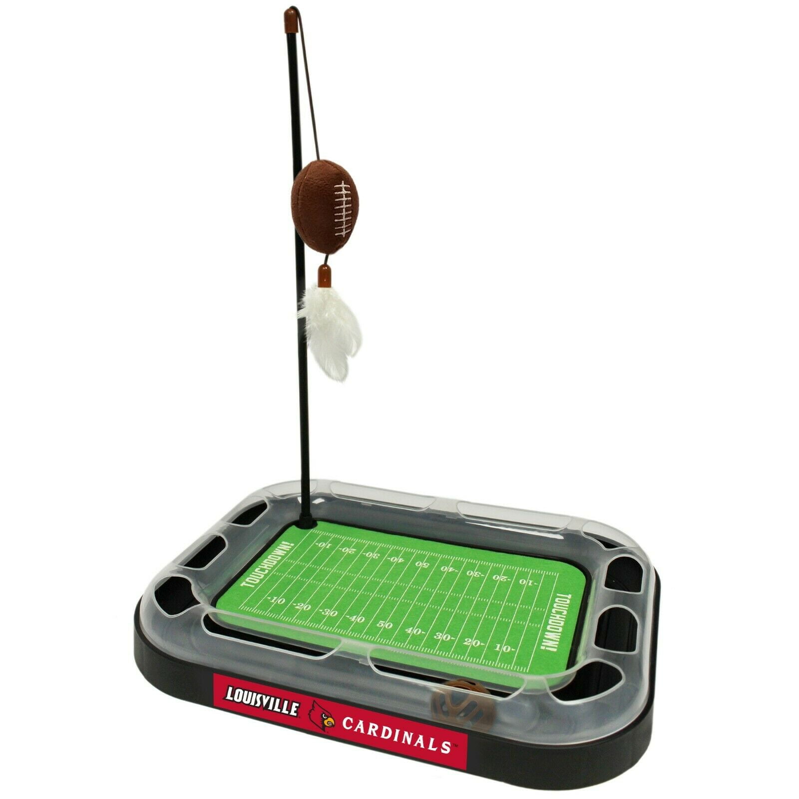 NCAA Louisville Cardinals CAT Scratcher Toy with Catnip Plush & Feather Cat Toy 5-in-1 Kitty Toy