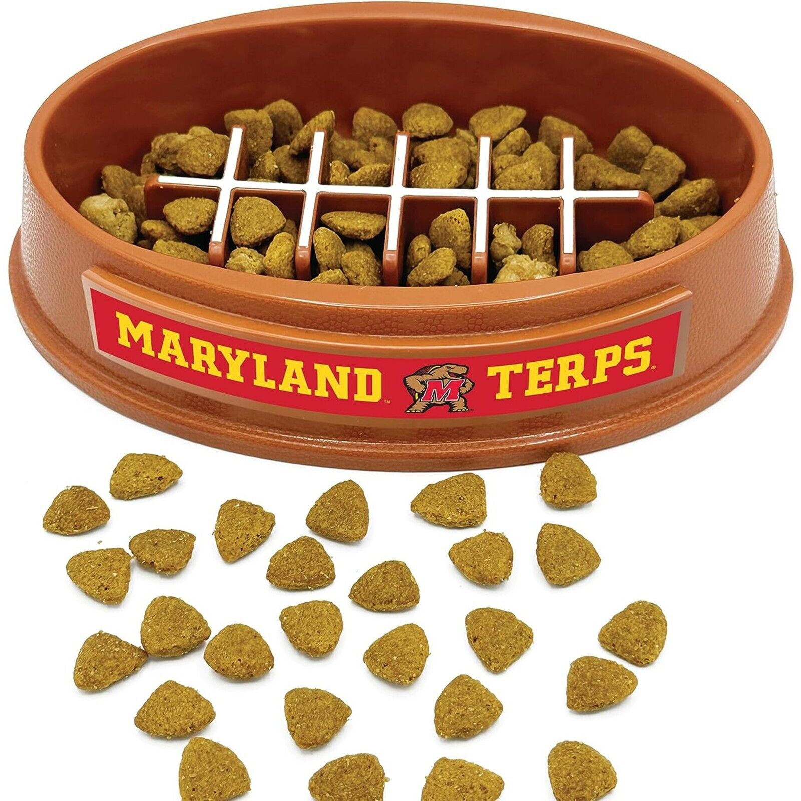 Pets First NCAA Maryland Terrapins Super-Bowl Slow Feeder Bowl for Dogs and Cats with Non-Slip Mat