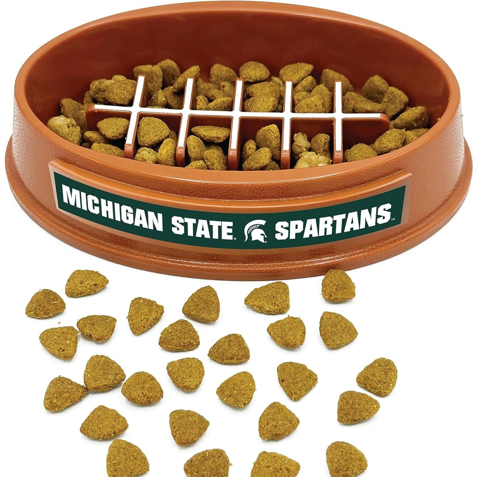 Pets First NCAA Michigan State Spartans Super-Bowl Slow Feeder Bowl for Dogs and Cats with Non-Slip Mat