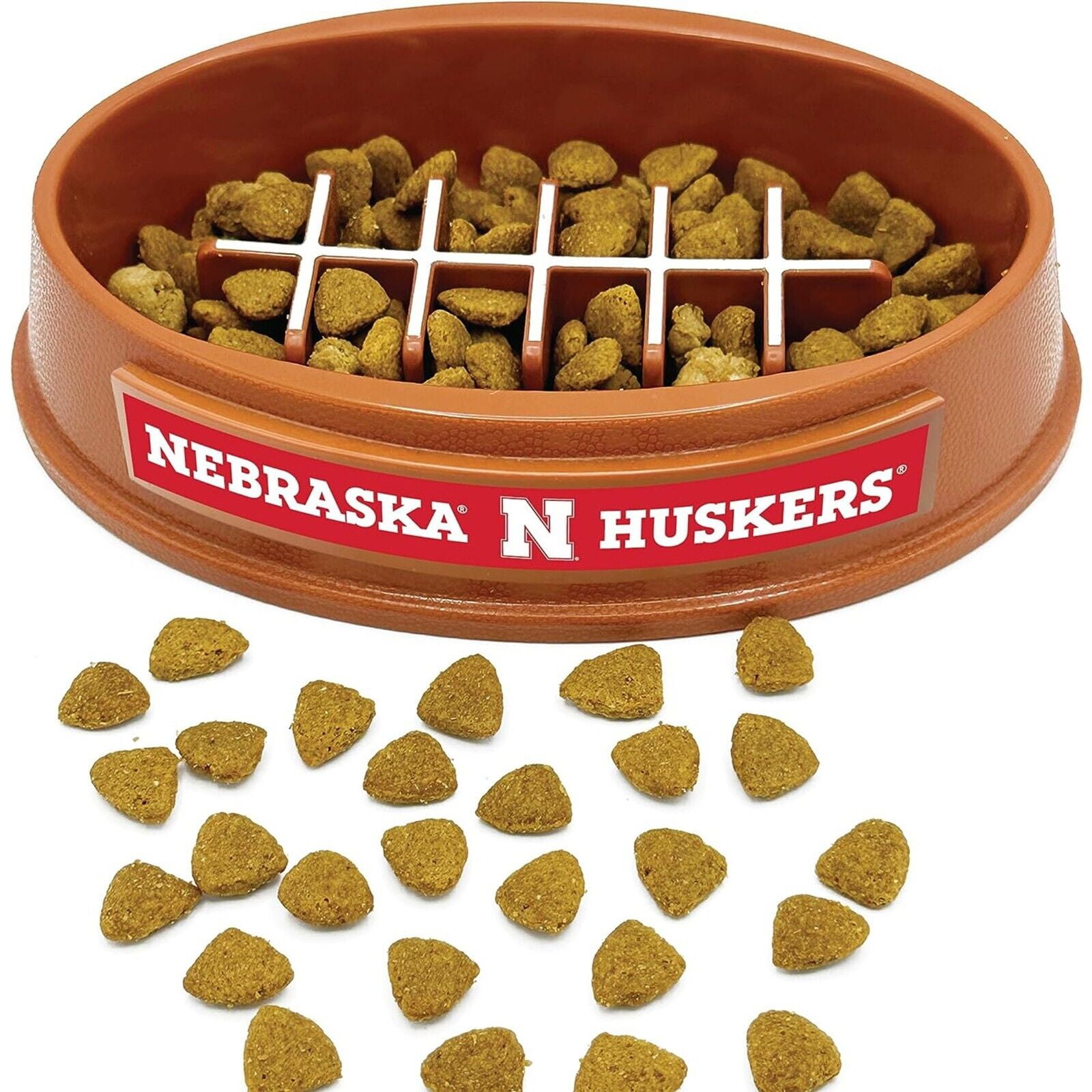 Pets First NCAA Nebraska Cornhuskers Super-Bowl Slow Feeder Bowl for Dogs and Cats with Non-Slip Mat