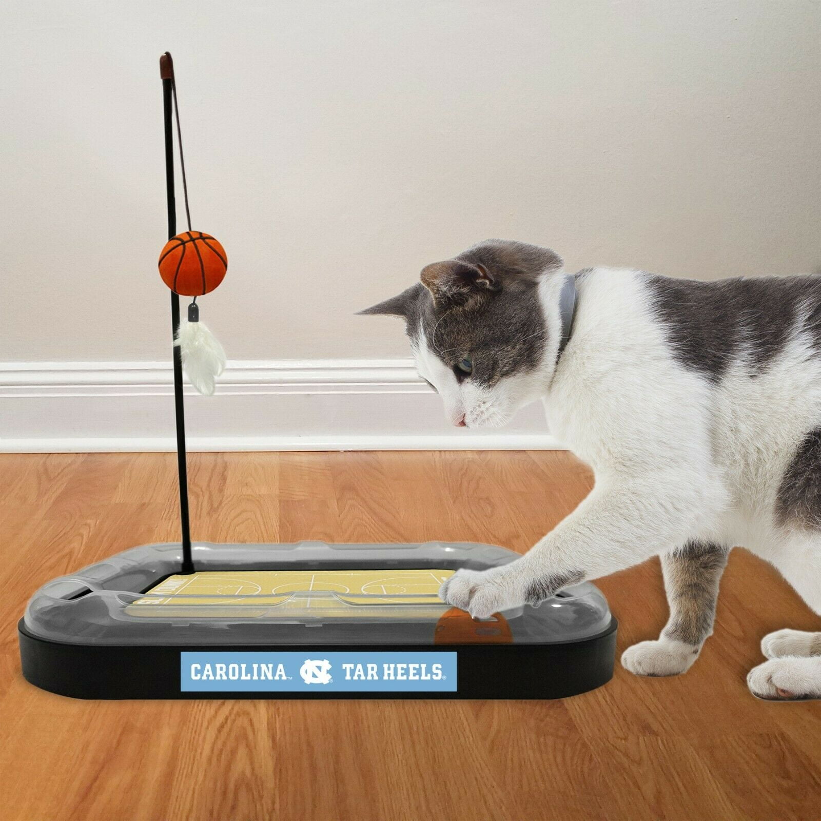 NCAA North Carolina CAT Scratcher Mat Toy with Catnip Plush & Feather Cat Toy 5-in-1 Kitty Toy
