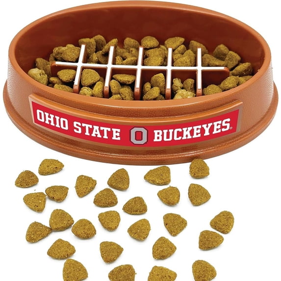 Pets First NCAA Ohio State Buckeyes Super-Bowl Slow Feeder Bowl for Dogs and Cats with Non-Slip Mat