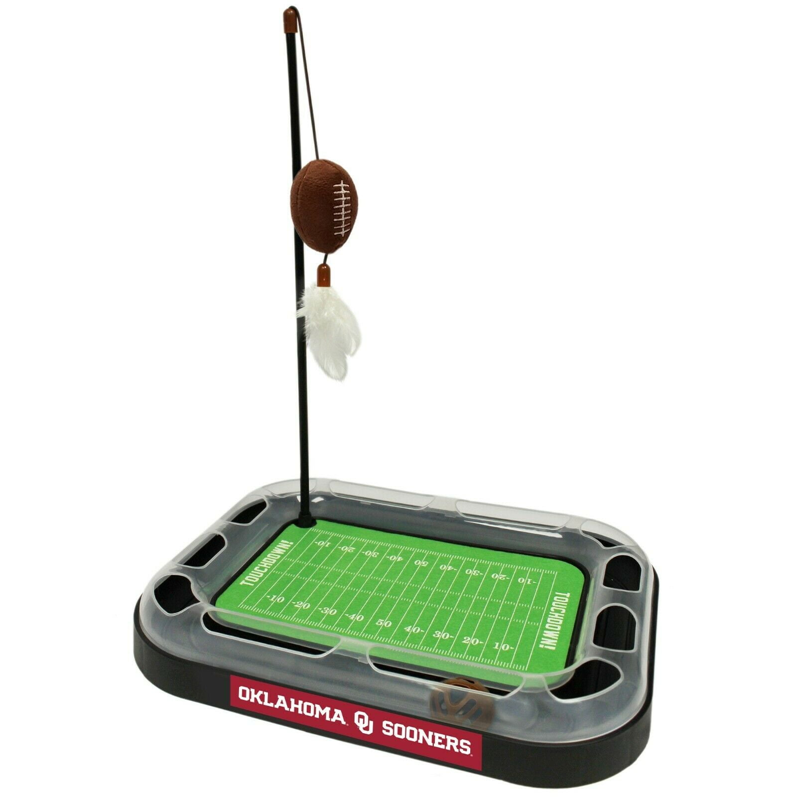 NCAA Oklahoma Sooners CAT Scratcher Toy with Catnip Plush & Feather Cat Toy 5-in-1 Kitty Toy